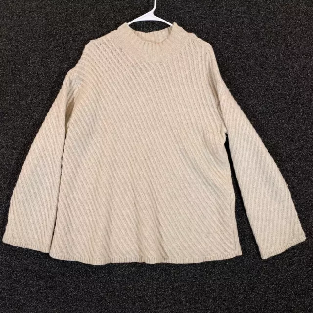 J Jill Sweater Womens Large Cashmere Blend Beige Brown Long Sleeve Pullover Knit