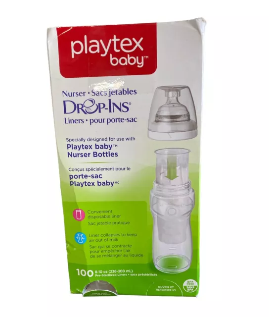 Playtex Baby Drop-ins Liners 100 Count | For Baby Nurser Bottles | 8-10oz