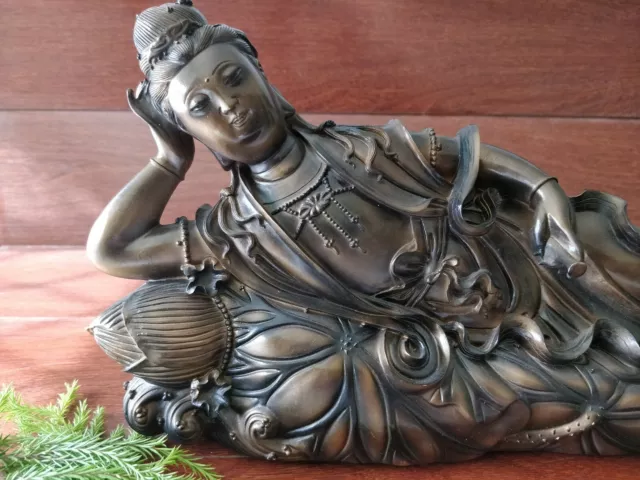 Quan Yin (Kwan Yin) on Lotus Statue Goddess of Compassion and Mercy Protector 2