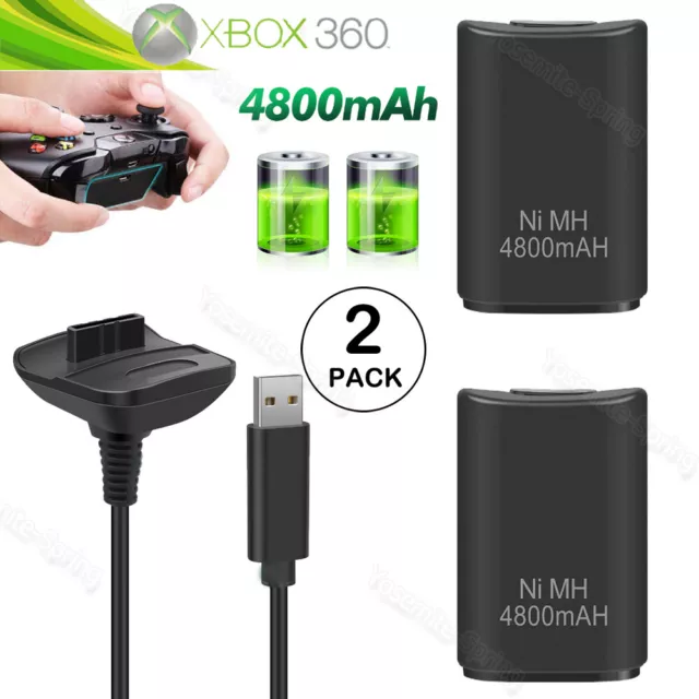 Wiederaufladbare Batterie 4800mAh Akku für Xbox 360 Controller Ladegerät Kabel