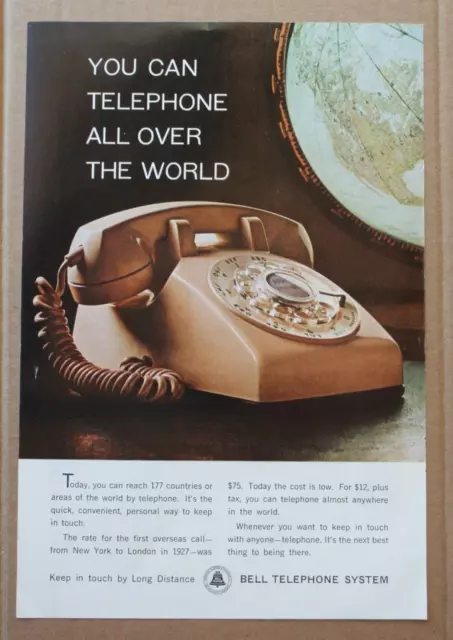 1964 Bell Telephone System rotary dial table phone vintage ad long distance