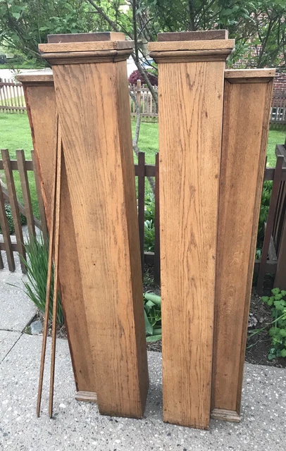 Set of 2 VTG ARTS CRAFTS MISSION Oak INTERIOR HOUSE Columns Pillars Room Divider