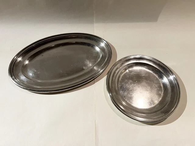 PLAT DE SERVICE rond LEROUX LE MANS modèle FILET CHINON métal argenté 30,5 cm EUR 65,00