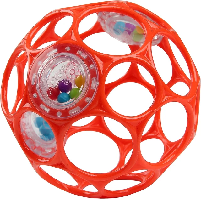 BRIGHT STARTS OBALL Easy-Grasp Rattle Bpa-Free Infant Toy in Red, Age ...