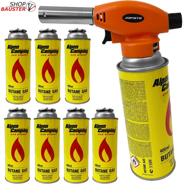 Chalumeau Brûleur Gaz Avec 4 Cartouches - Lampe Souder 1300°C Piézo Crème Brûlée Camping