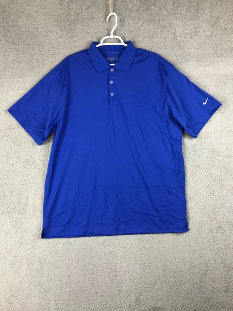 Nike Golf Dri Fit Mens Activewear Blue Polo Collard Short Sleeve T Shirt Size XL