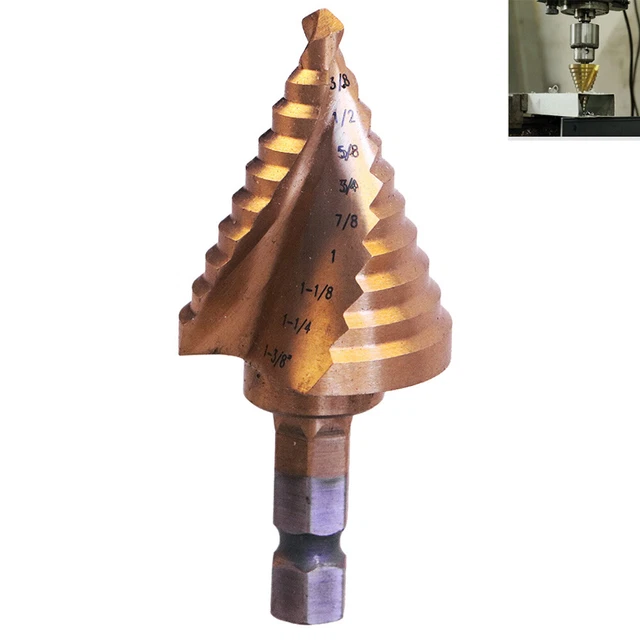 Titanium Step Drill Bit High Speed Steel | 1/4 to 1-3/8 | Total 10 Step Sizes