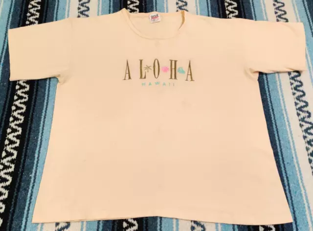 Vtg 90s Hawaii Aloha Island Ocean Sea Shell Single Stitch T Shirt Sz XL USA Made