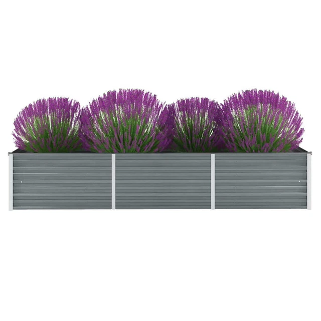 Hochbeet Verzinkter Stahl Grau Pflanzkübel Gemüsebeet 240x80x45 cm Grau