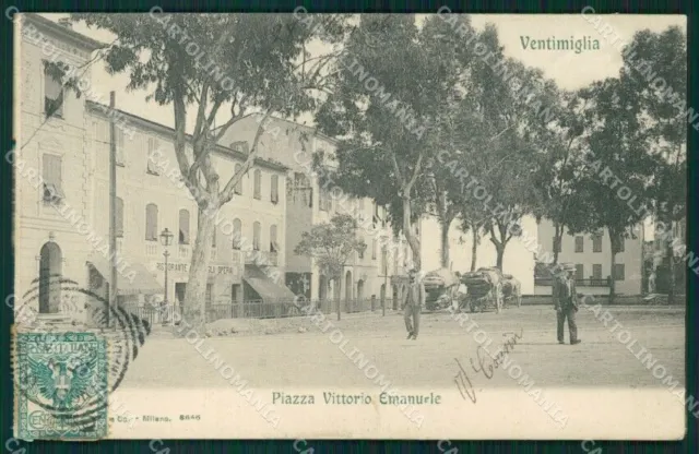 Imperia Ventimiglia Piazza Vittorio Emanuele Carrozze cartolina MT3749