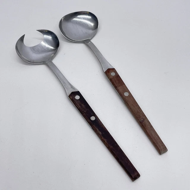 Cucharas De Ensalada De Acero Inoxidable De Colección 18-8 Con Asas De Madera 27 Cm