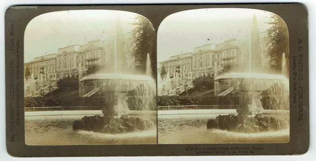 STEREO PHOTO late 19th century - RUSSIA PALAIS PETERHOF