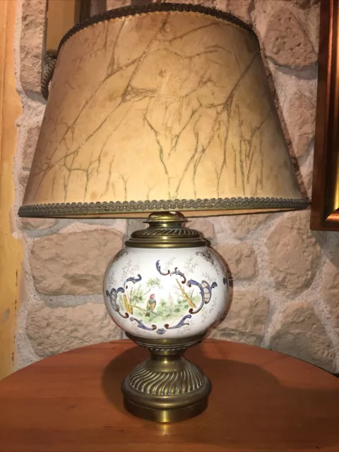 -fuß Lampe aus Keramik Luneville Und Messing Um 1900 Monogramm LN