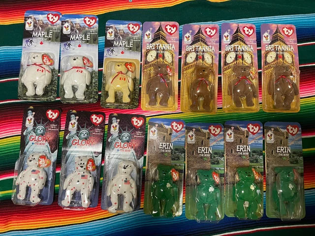 LOT OF 14 McDonalds Beanie Babies International Bears GLORY ERIN