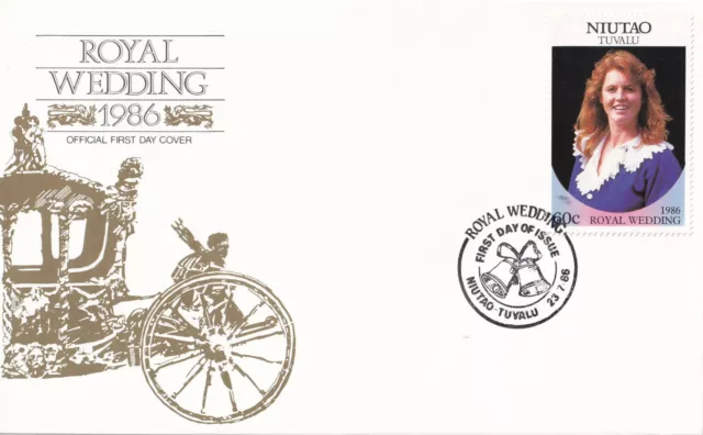 (21322) Niutao Tuvalu FDC Prince Andrew Fergie Royal Wedding 1986