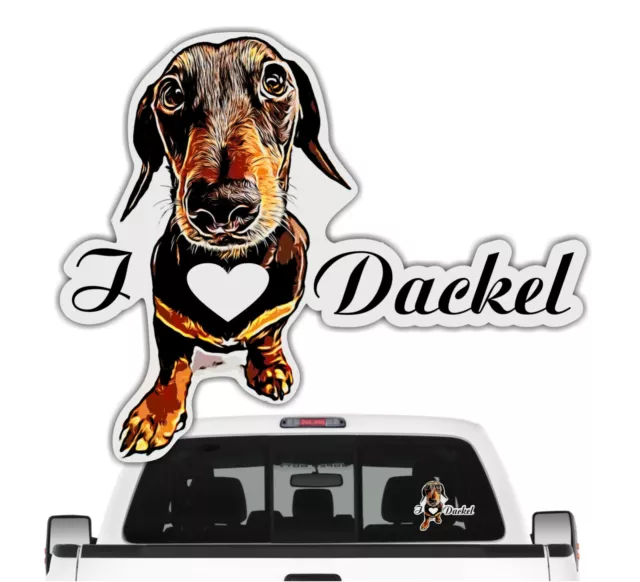 Dackel Teckel Hundeaufkleber - I Love Dackel Liebe Auto Aufkleber autoaufkleber