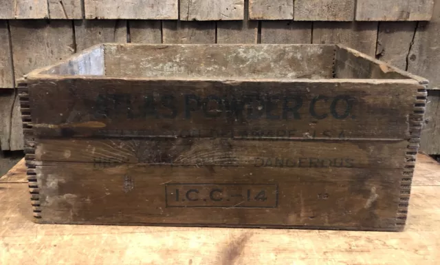 Antique ATLAS POWDER Co. Explosive Box Advertising Wooden Crate 3