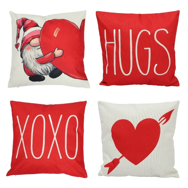 4 piezas Funda de cojín de stock de San Valentín Para el Día de San Valentín Sofá Cojín Espalda Sensible