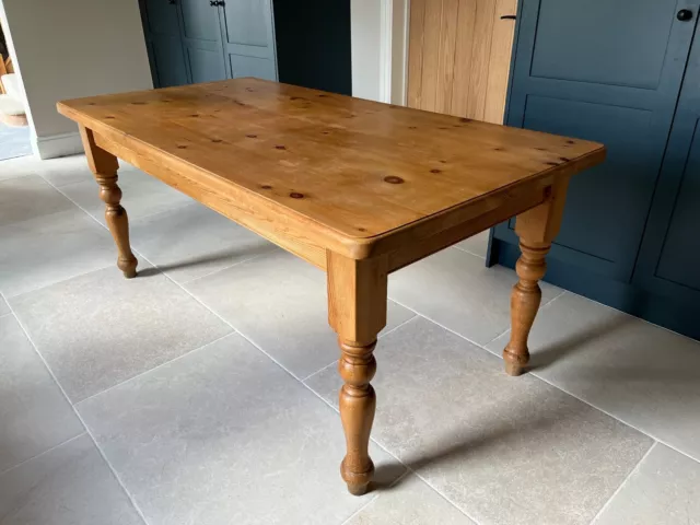 Farmhouse Style, vintage, solid pine dining table. Comfortably Seats 6 -8.