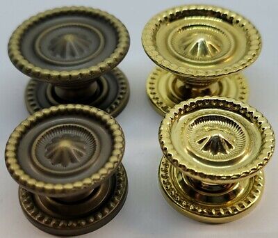 1" to 1.25" (1-1/4) SHERATON FEDERAL STYLE Round Stamped Solid Brass knob w/Back