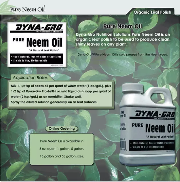 Dyna Gro Pure Neem Oil 1 Gallon gal 128oz ounce - 100% organic leaf polish shine 2