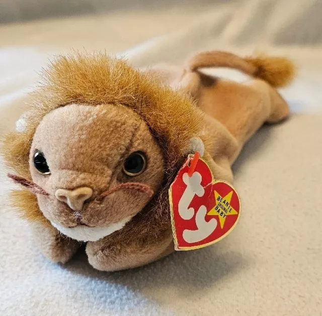 TY Beanie Baby Original Roary the Lion Retired Beanbag Plush Toy Vintage 1996