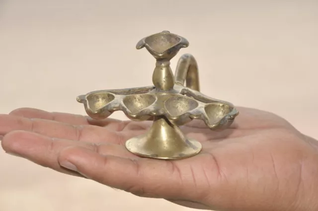 Old Brass Handcrafted Small Fine Unique Arti/Temple Oil Lamp