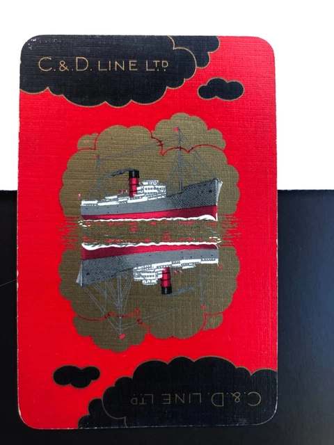 Vintage Artist Swap Playing Card: Cruise Sailing Ship Steam Boat Advert. Gold BG