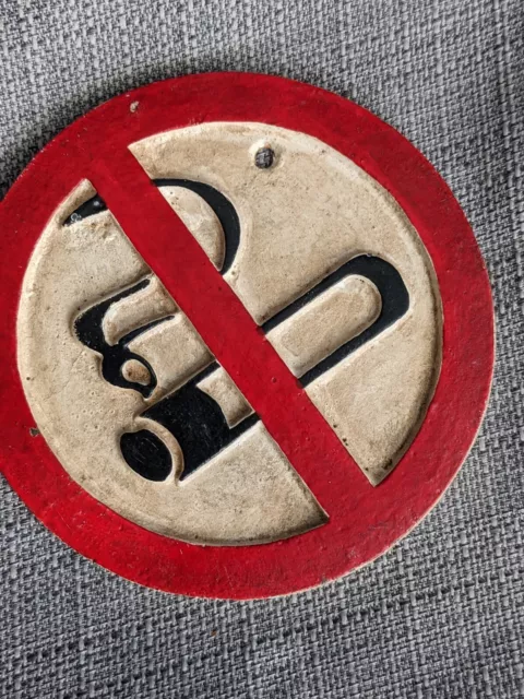 Cast Iron "No Smoking" Sign  6" Round Antique Style Office Bar Shop Home Salon