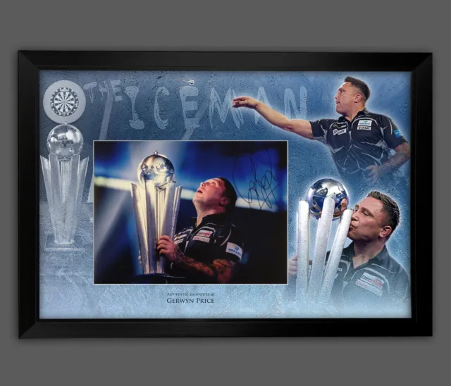 Gerwyn ' Ice Man' Price Signed Hand Darts Photograph In A Picture Mount Display