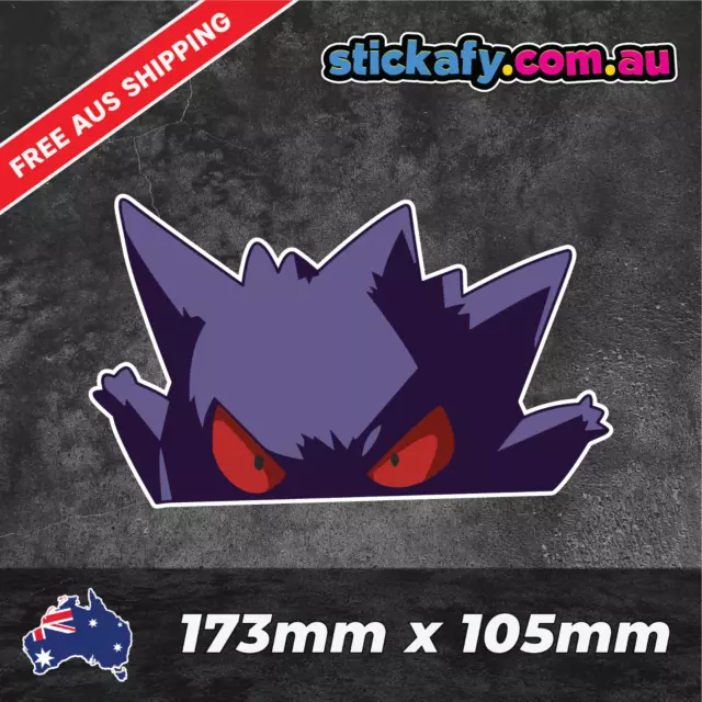 Gengar Peeking Sticker Funny Laptop Car Window Bumper 4x4 Ute Decal Pokemon 4wd