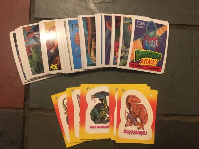 Topps Dinosaurs Attack Non-Sport 55 Card Set Plus 11 Stickers 1988 Nm