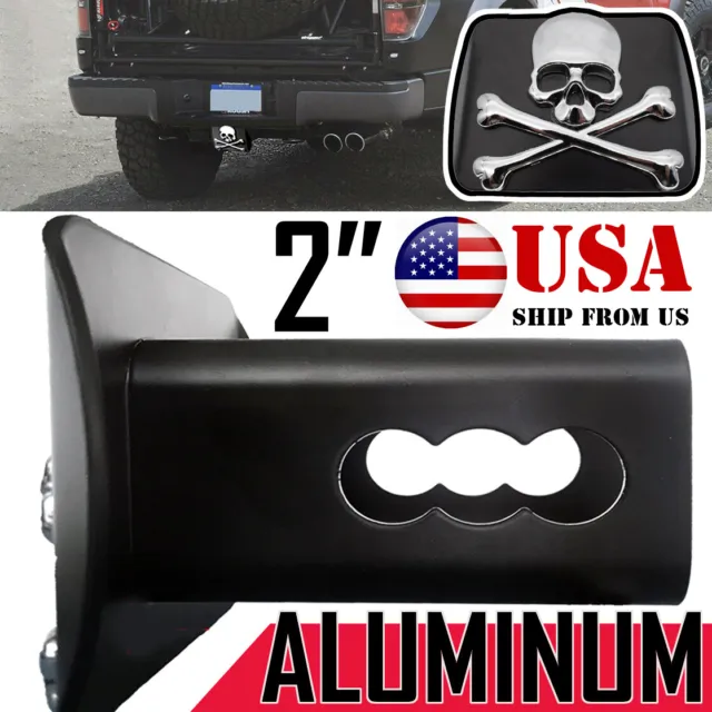 Adjustable 2" Tow Hitch Receiver Plug Cover Insert For SUV Truck METALLIC SKULL