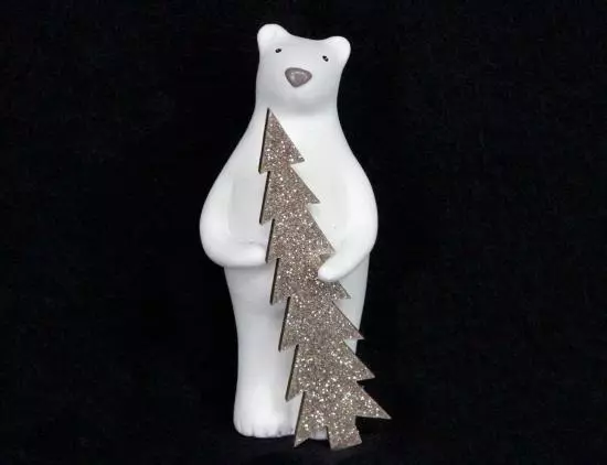 GISELA GRAHAM*Weihnachten*2er Mini*Eisbär&Glitzerbaum*Resin polar bear&tree*5cm