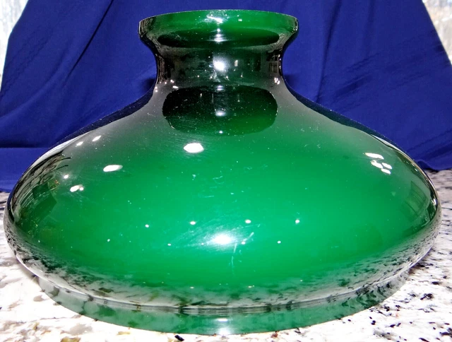 10" Green Cased Glass Kerosene Oil Lamp Shade Tam O Shanter Aladdin Rayo B&H Vtg