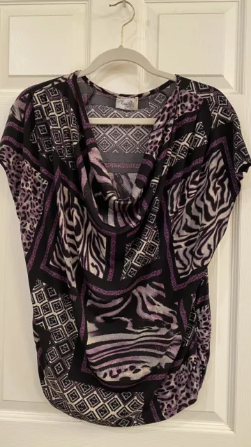 LAVISH - 1X Animal Zebra Print Top Purple &Black