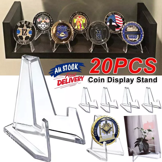 20X Badge Medal Coin Display Holder Easel Storage Stand Acrylic Rack Collection