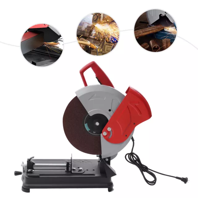 355mm Disc Electric Cut Off Chop Drop Saw Bench Metal Cutting Machine 2600W 220V