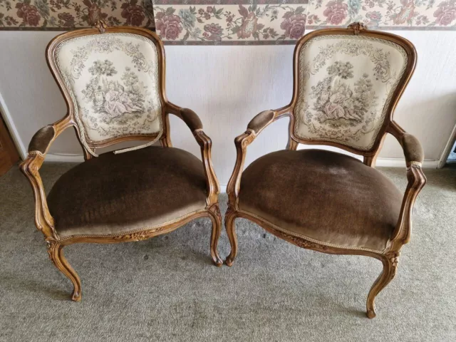 Vintage French Louis/ Regency Style Arm Chairs (Pair)