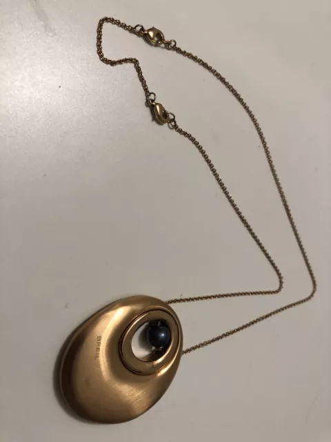 Collana Breil Duplicity donna oro rosè con perla nera