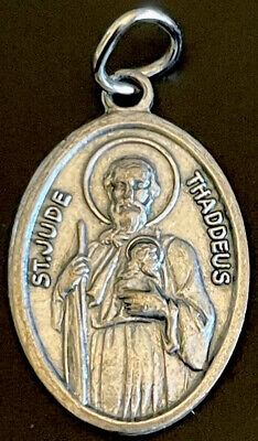 Vintage Catholic St Jude Thaddeus  Silver Tone Medal, Italy