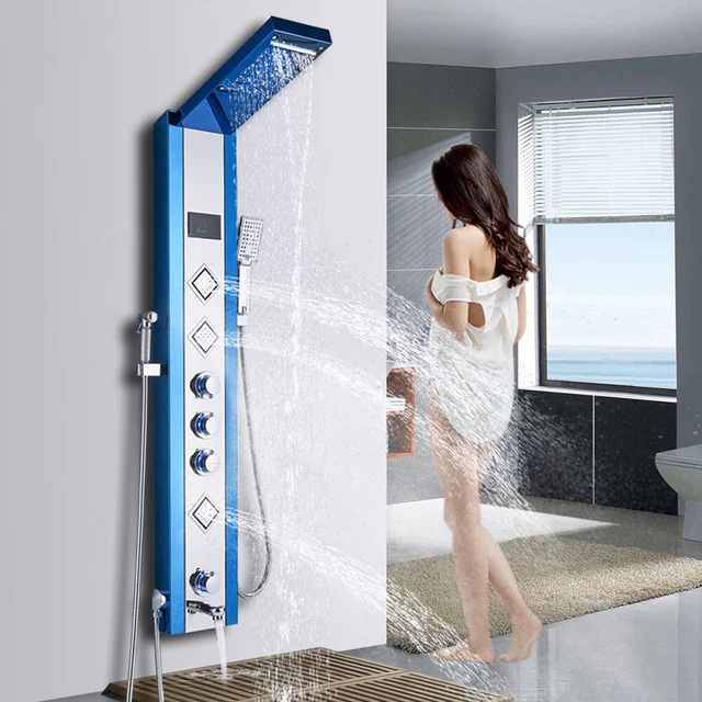 LED Panel de Ducha Columna de Hidromasaje Ducha Acero Inoxidable ducha de mano