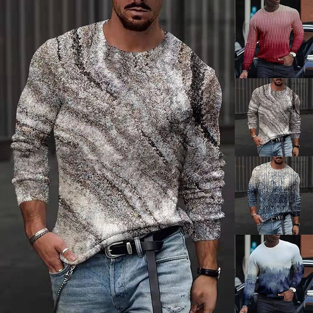 Uomo Top Pullover Girocollo T-Shirt Traspirante Comodo Muscolo Maglione