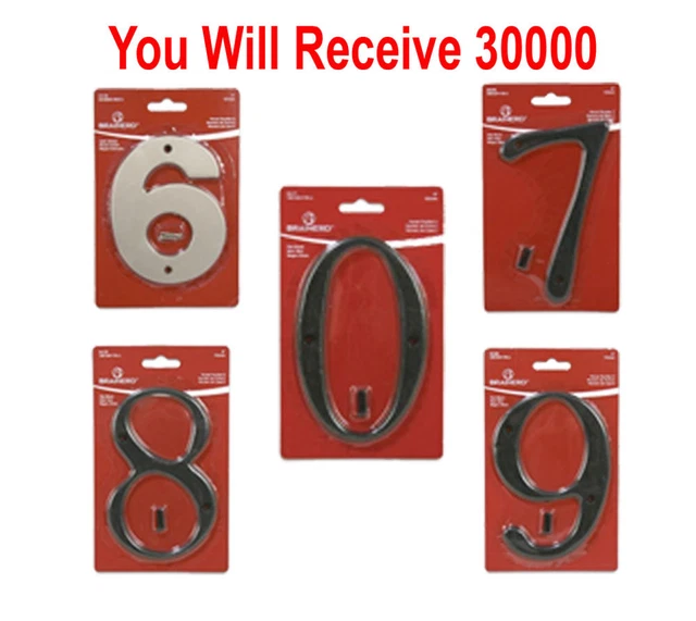 30000 Assorted Brainerd House Numbers Rustic Black Address Number Wholesale Lot