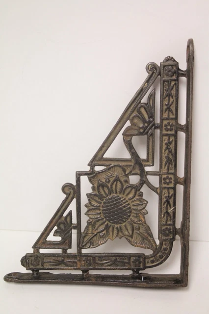 Antique Victorian Aesthetic Movement Cast Iron Wall Shelf Bracket #6 3