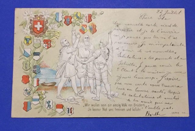 Carte Postale Patriotique Ancienne – Timbrée, écriture, Collection