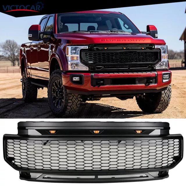 VICTOCAR Matte Black Front Grille Raptor Style For 2020-2022 Ford F250 w /Letter