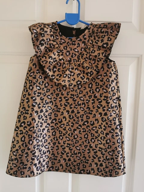 Mini abito a turni per ragazze River Island oro leopardo senza maniche collo a equipaggio 4-5 anni