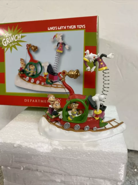 DEPT 56 GRINCH VILLAGE WHO'S WITH THEIR TOYS Train Jack In Box Bell Christmas