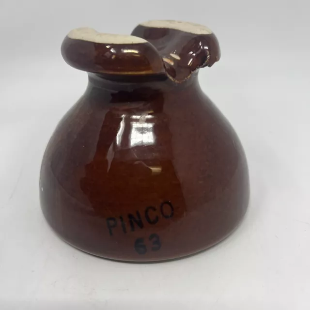 Vintage Rare Pinco 63 Tier Mushroom Porcelain Electrical Insulator Brown & Black 9